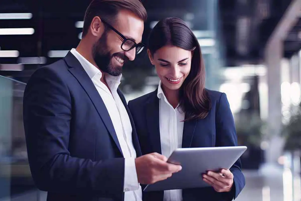 Business owners reviewing the Illinois LLC reinstatement process on a tablet to restore a dissolved LLC to good standing with the Illinois Secretary of State