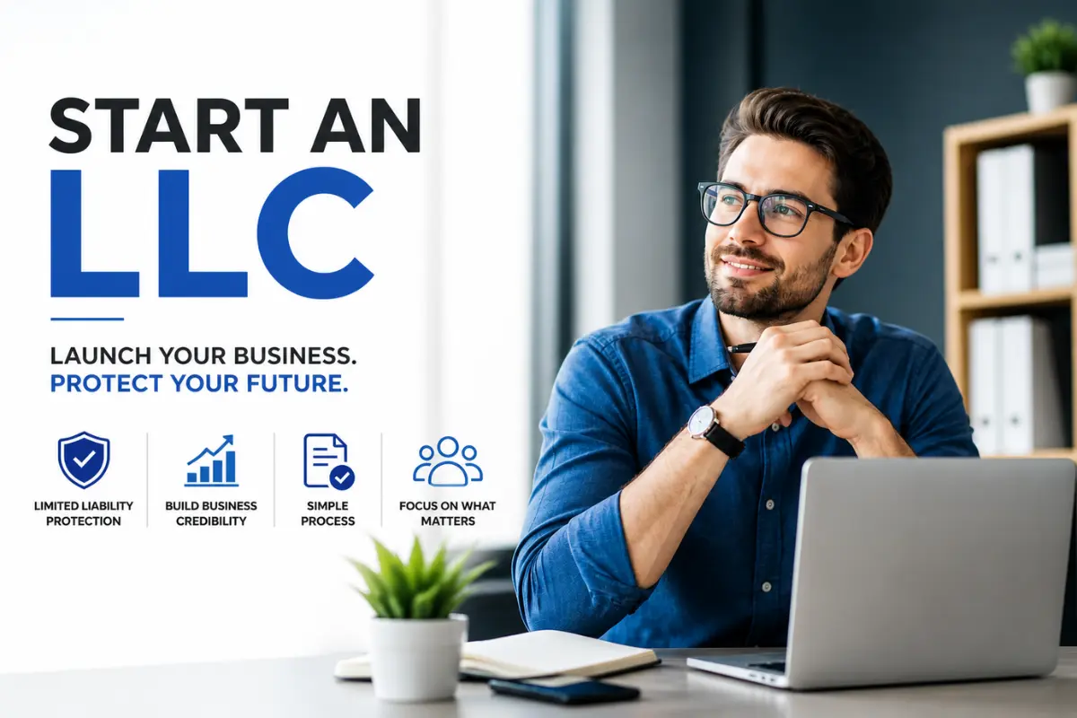Entrepreneur starting an LLC and launching a new business with confidence